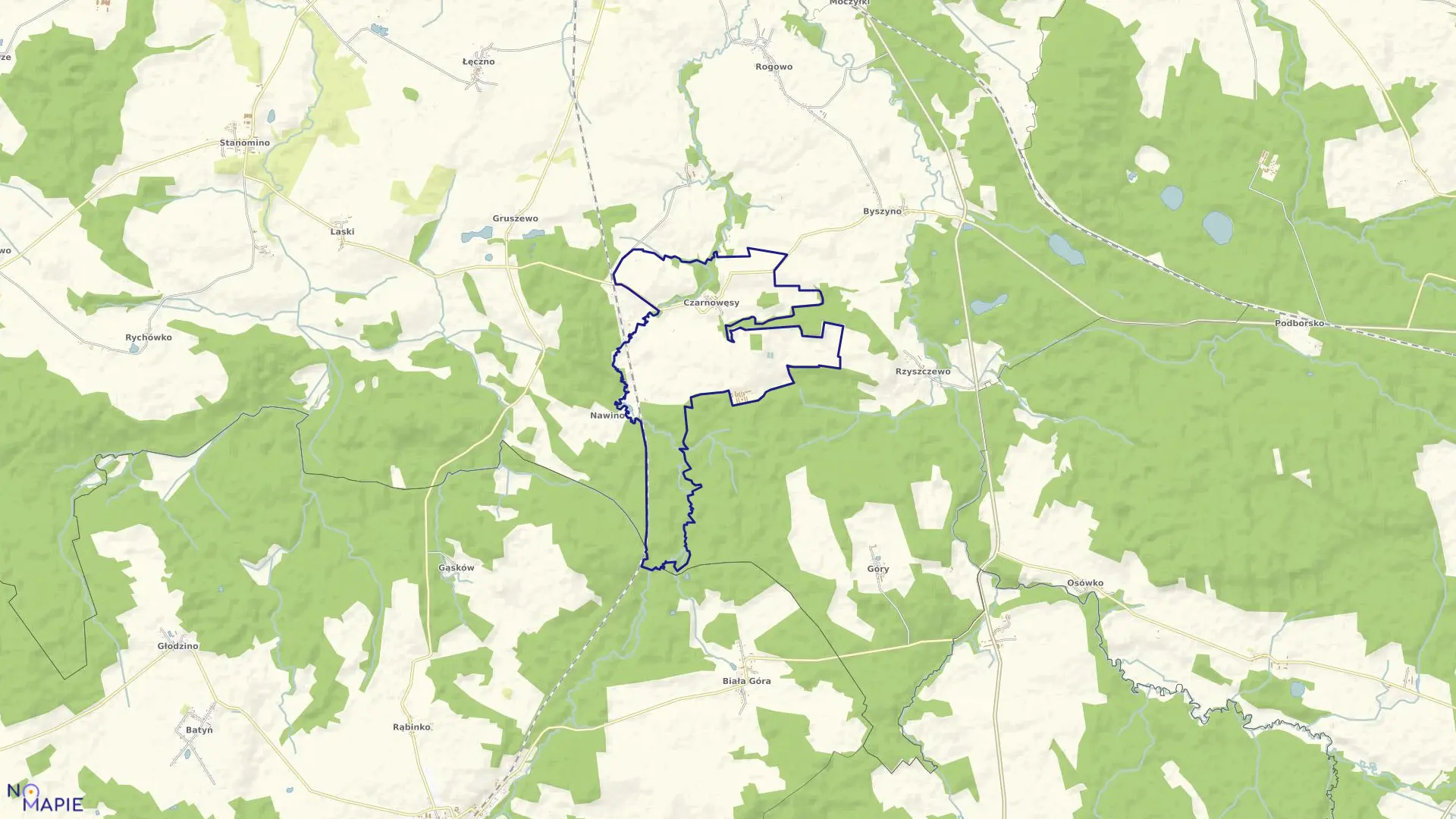 Mapa obrębu Czarnowęsy w gminie Białogard